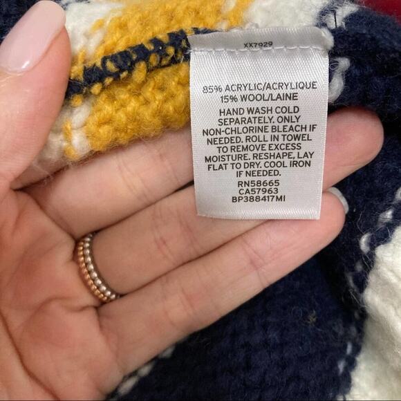 BP. Caitly Striped Sweater NEW size XL Navy White Yellow Crewneck Button Detail - Picture 8 of 9